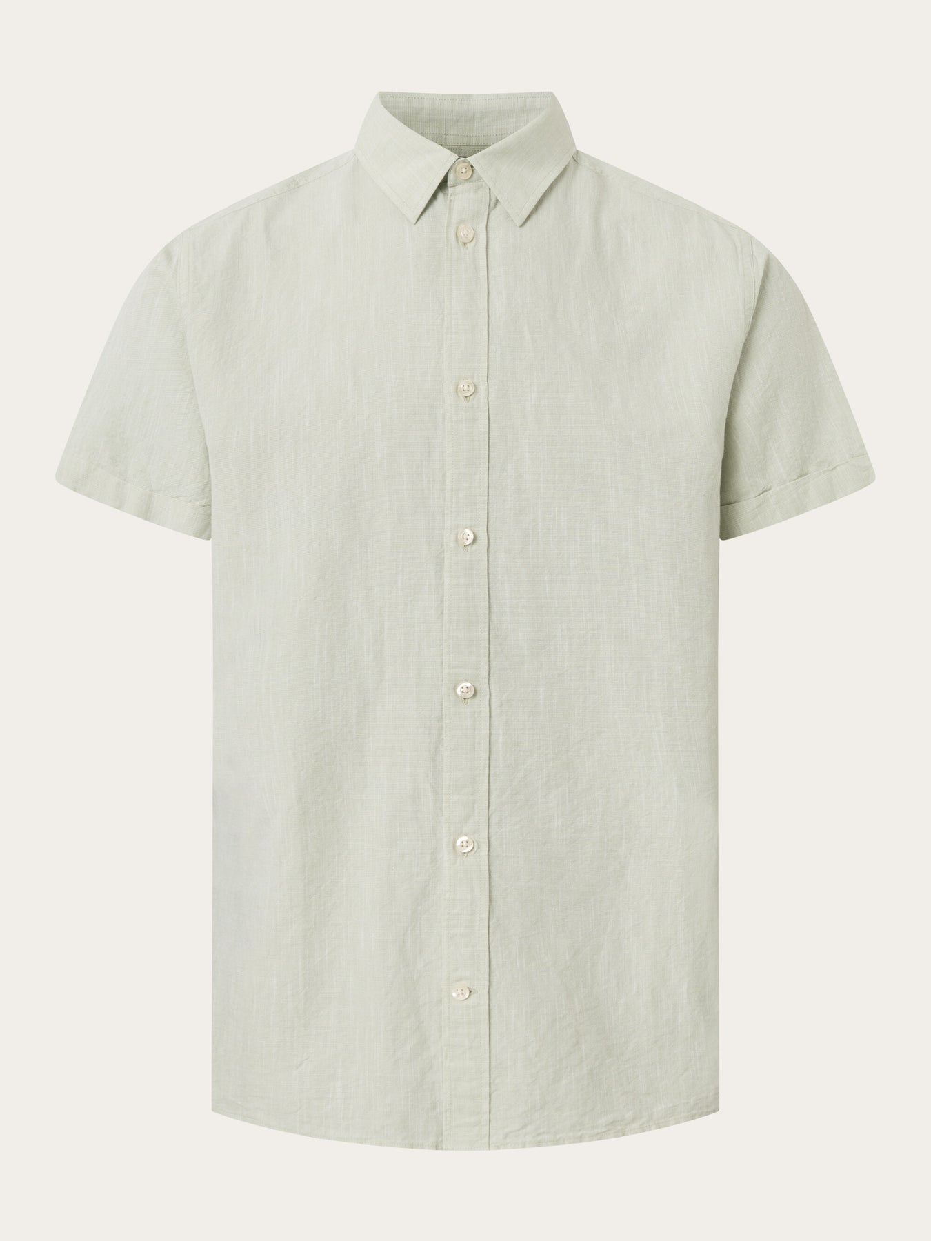 Chemisette en coton et lin bio | vert chiné "custom fit linen short sleeve swamp"