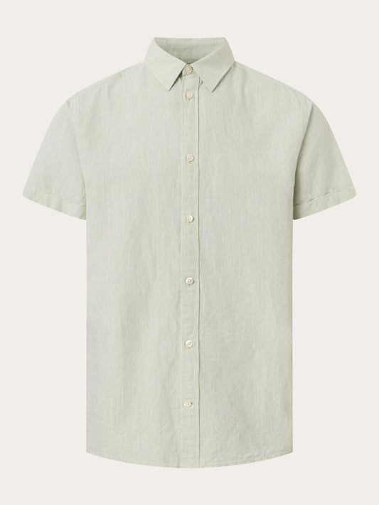 Chemisette en coton et lin bio | vert chiné "custom fit linen short sleeve swamp"