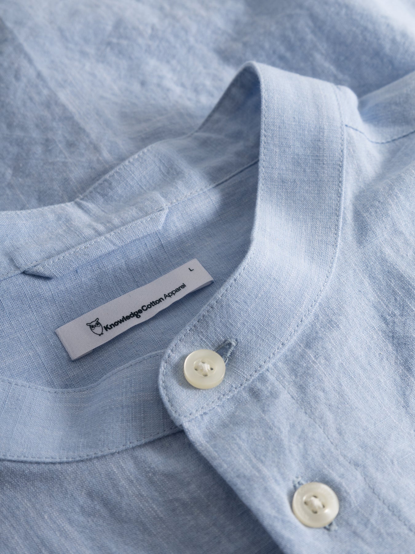 Chemise bleu clair en coton et lin bio - custom fit linen skyway