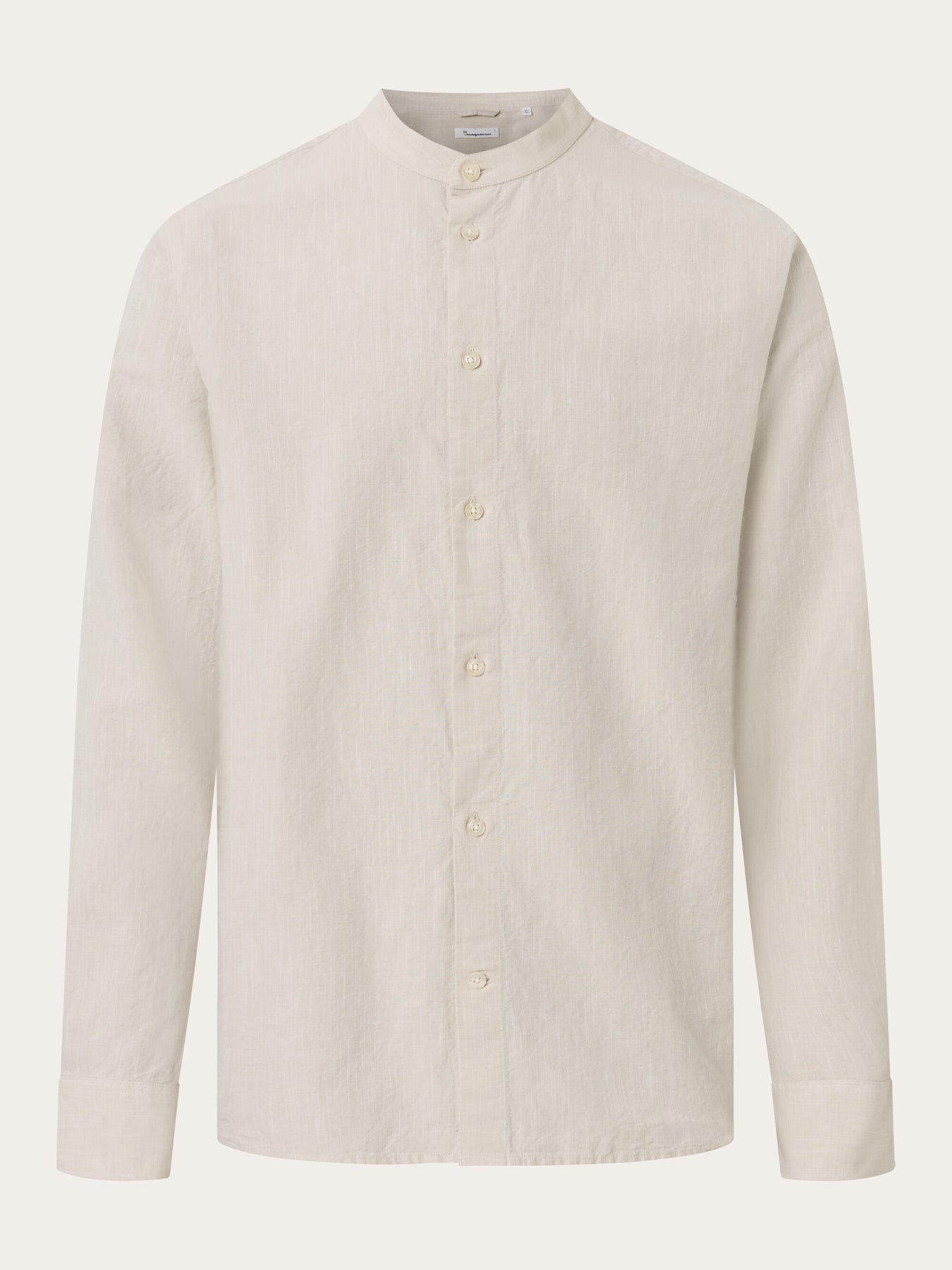 Chemise beige en coton et lin bio - custom fit linen light feather gray