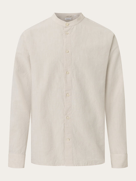 Chemise beige en coton et lin bio - custom fit linen light feather gray