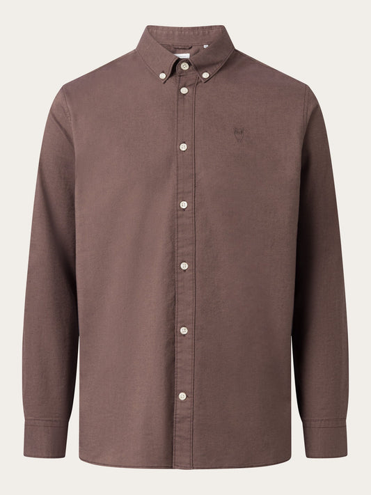 Chemise avec logo en coton bio | Acajou "costom tailored oxford shirt chocolate plum"
