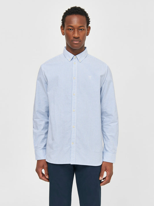 Chemise à rayures en coton bio | bleu "striped oxford shirt lapis blue"