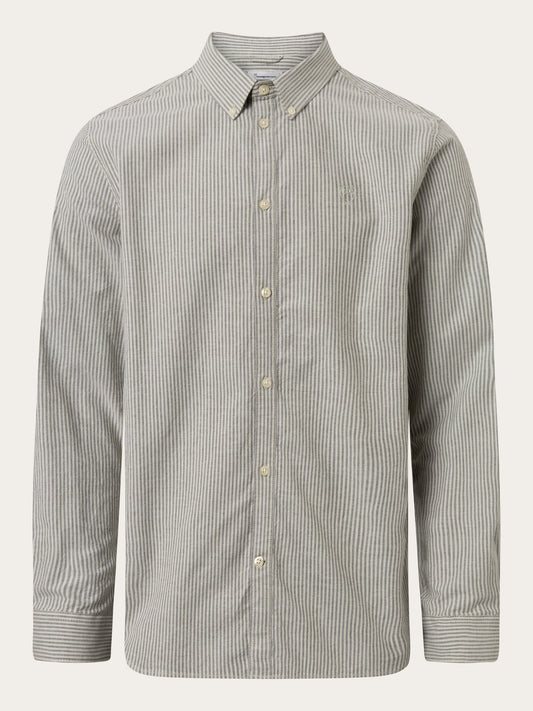 Chemise grise à rayures en coton bio - striped oxford shirt swamp