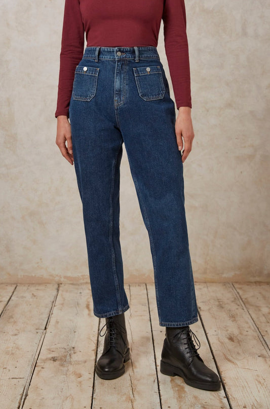 Jean mom bleu en coton bio - tabitha jeans blue