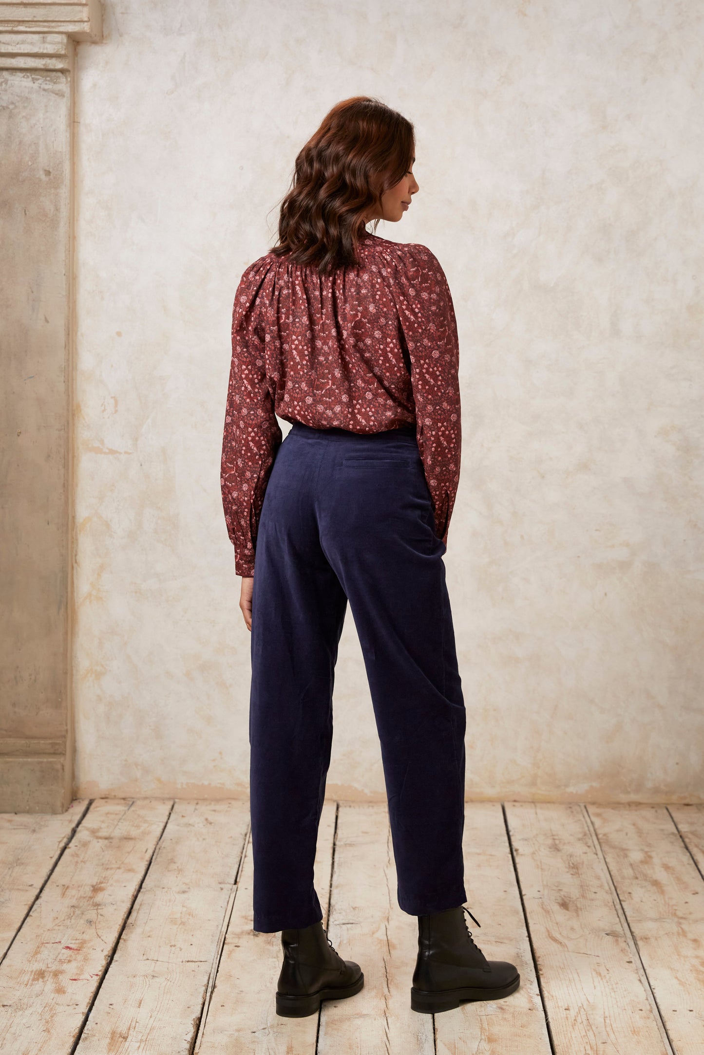 Pantalon droit marine velours en coton bio - reese velvet trousers navy