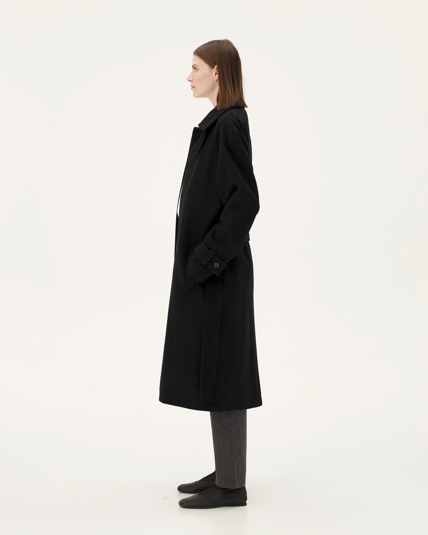 Manteau en laine et cachemire recyclé | noir "verlaine"