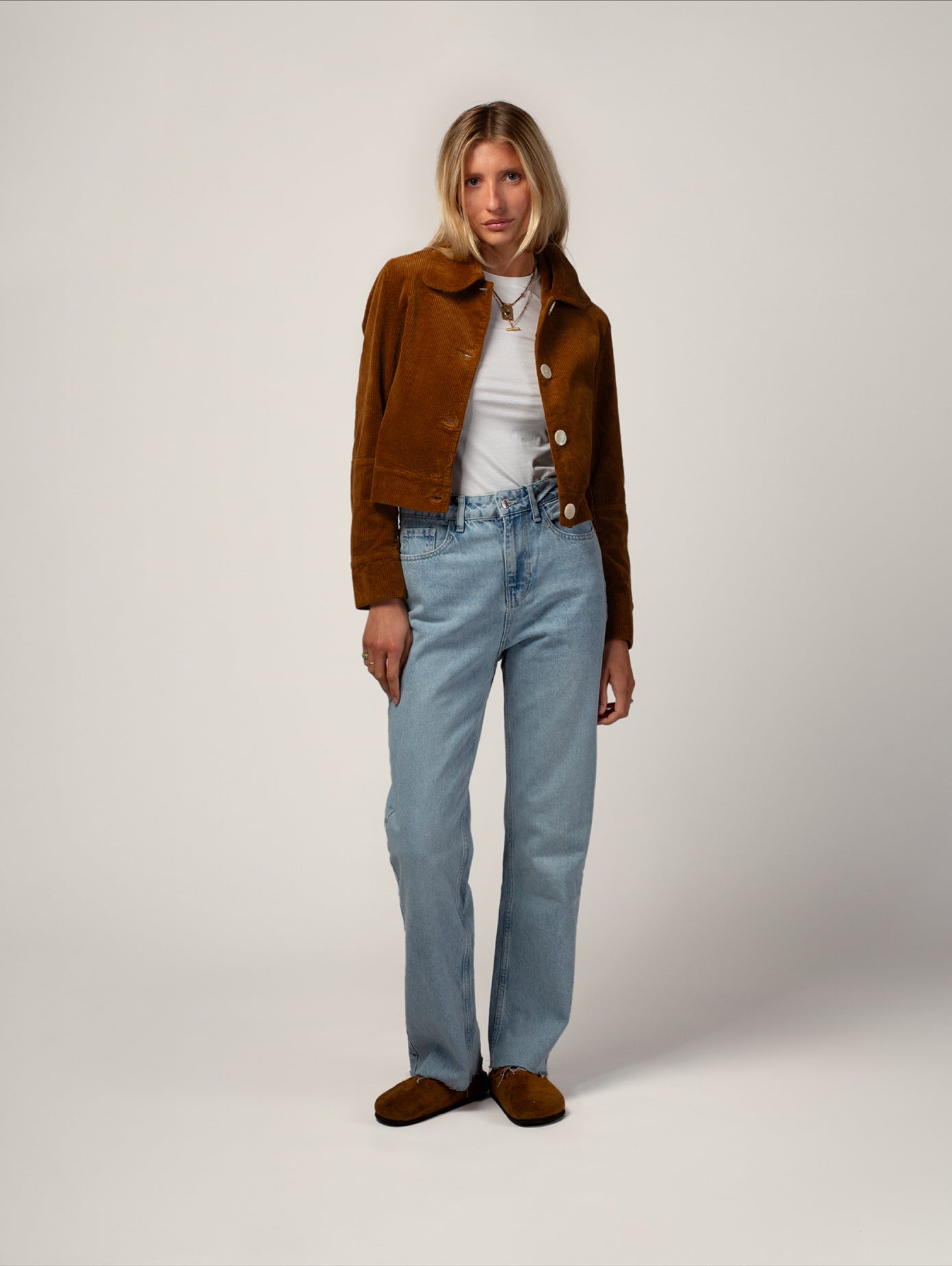 Veste en velours de coton bio | camel "daisy"