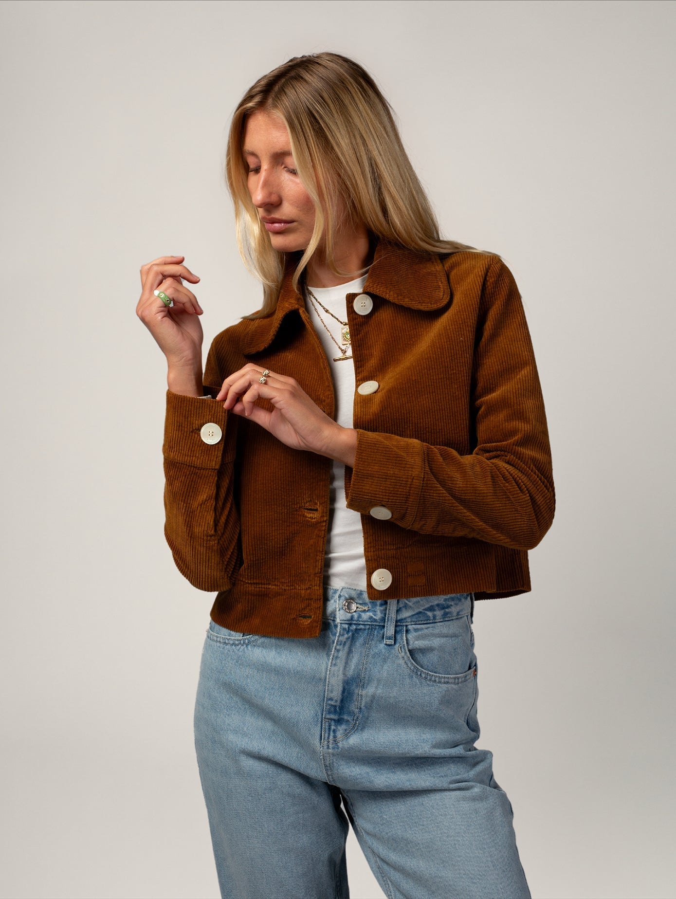 Veste en velours de coton bio | camel "daisy"