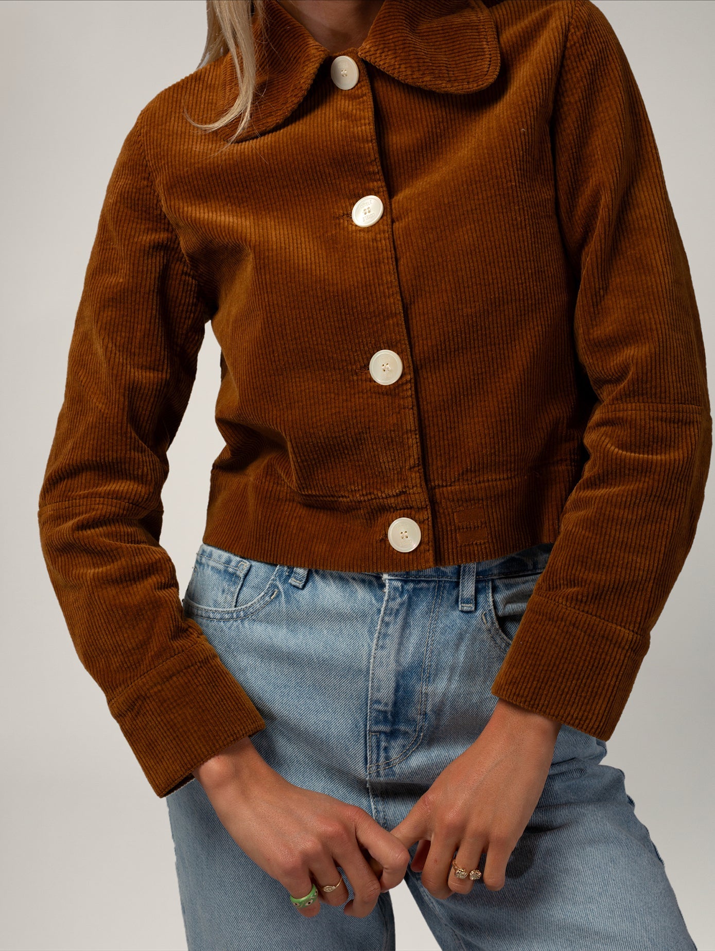 Veste en velours de coton bio | camel "daisy"