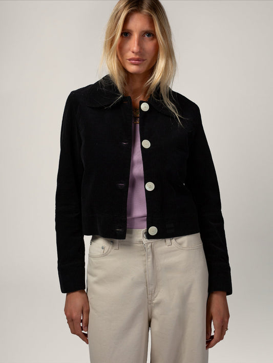 Veste en velours de coton bio | noir "daisy - noire"