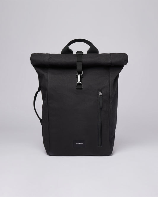 Sac à dos rolltop en matière recyclée | Noir "dante vegan black with black webbing"