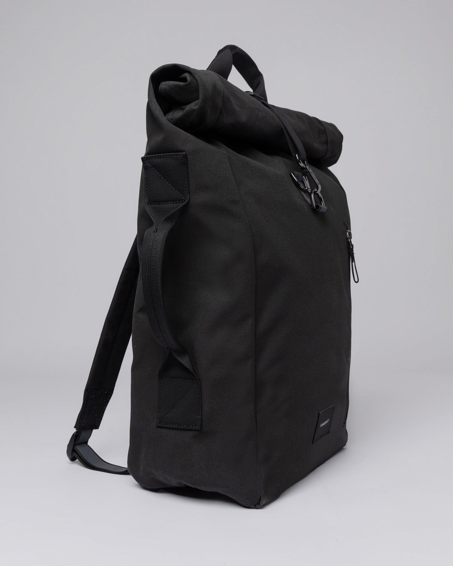 Sac à dos rolltop en matière recyclée | Noir "dante vegan black with black webbing"