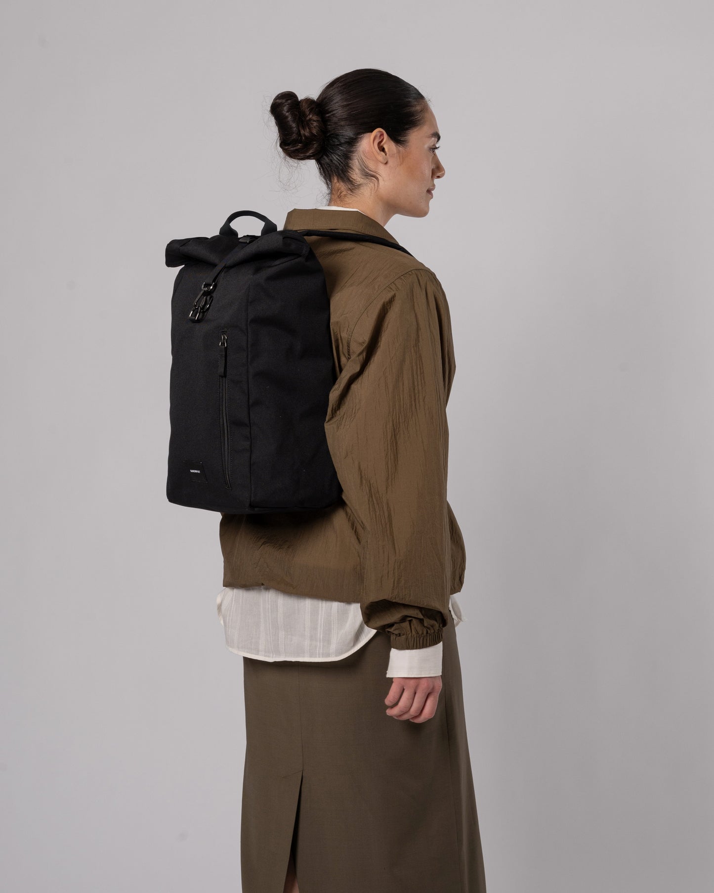 Sac à dos rolltop en matière recyclée | Noir "dante vegan black with black webbing"