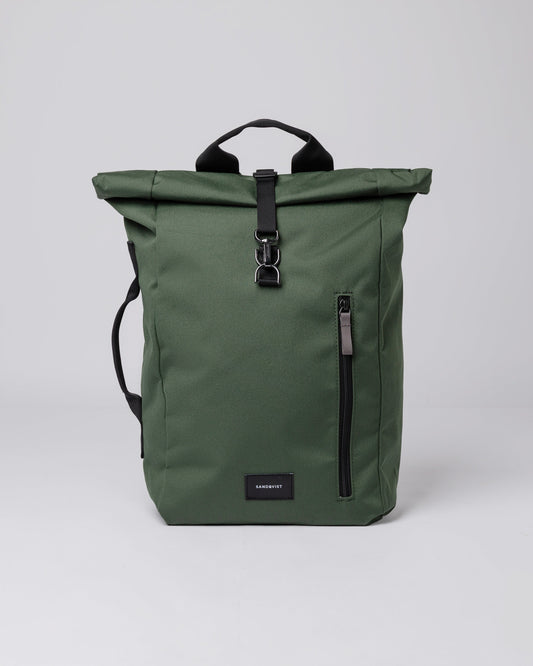 Sac à dos rolltop en matière recyclée | Vert "dante vegan dawn green with black webbing"