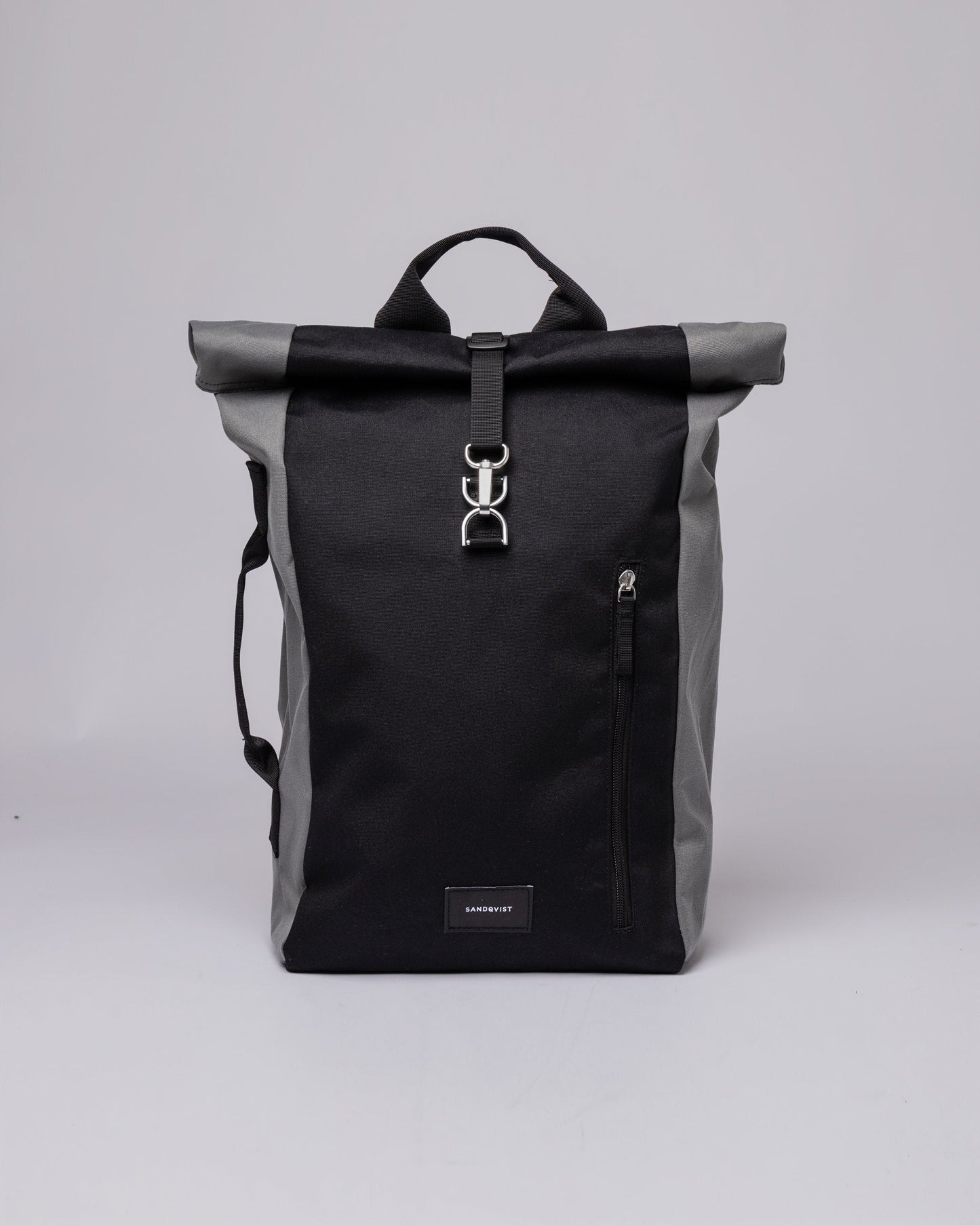 Sac à dos rolltop en polyester recyclé | noir et gris "dante vegan multi black/grey"