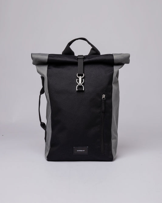 Sac à dos rolltop en polyester recyclé | noir et gris "dante vegan multi black/grey"