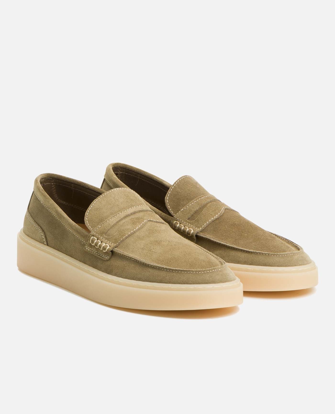 Mocassins en croûte de velours certifiée | beige "debonair sable"