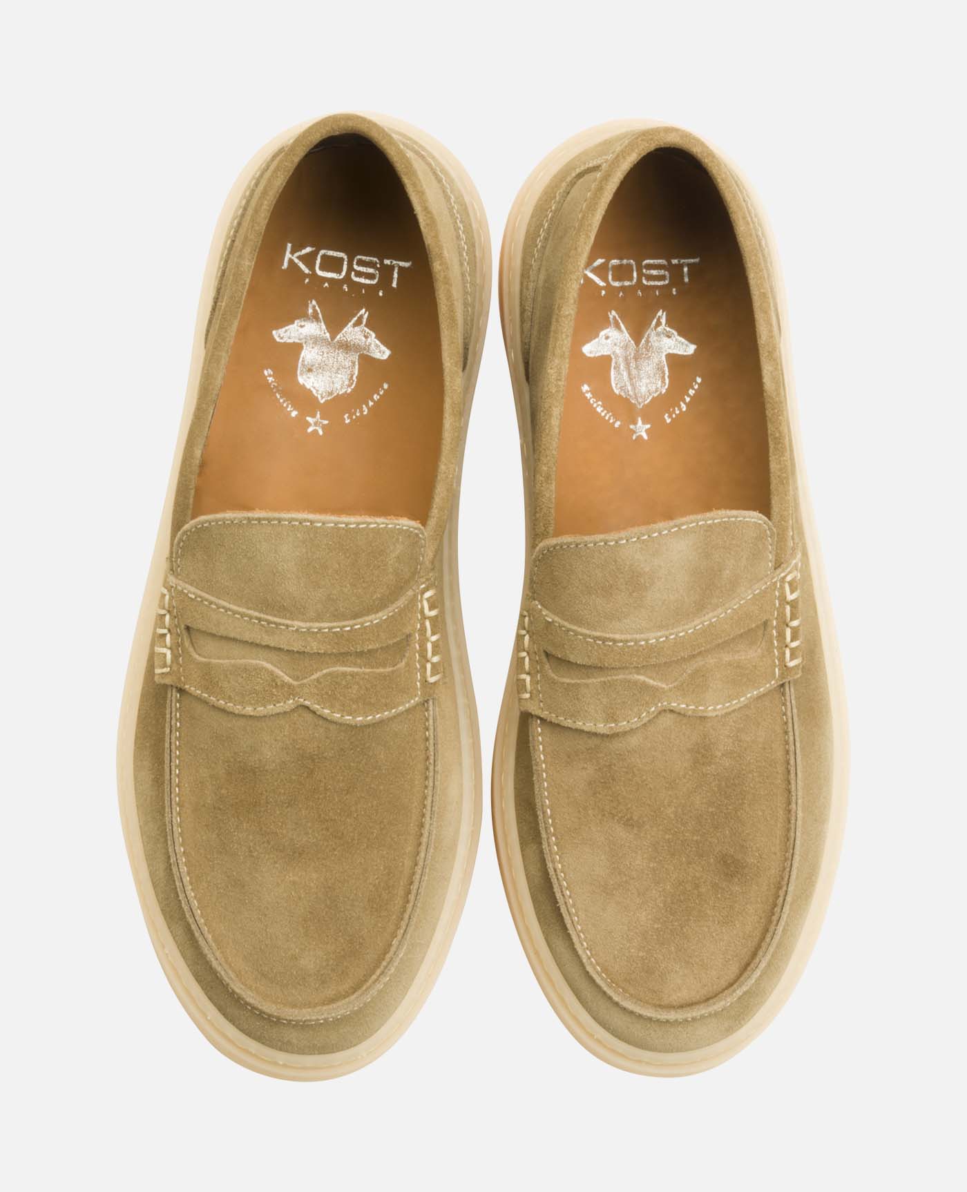 Mocassins en croûte de velours certifiée | beige "debonair sable"
