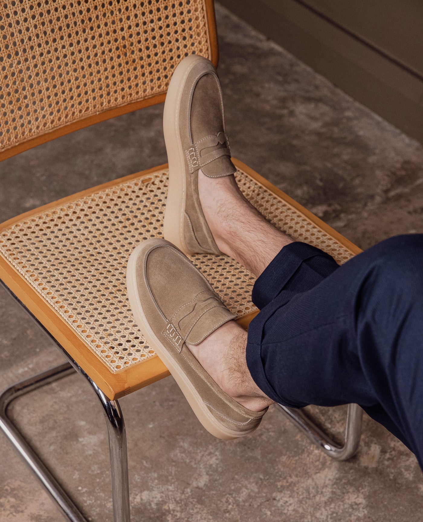 Mocassins en croûte de velours certifiée | beige "debonair sable"