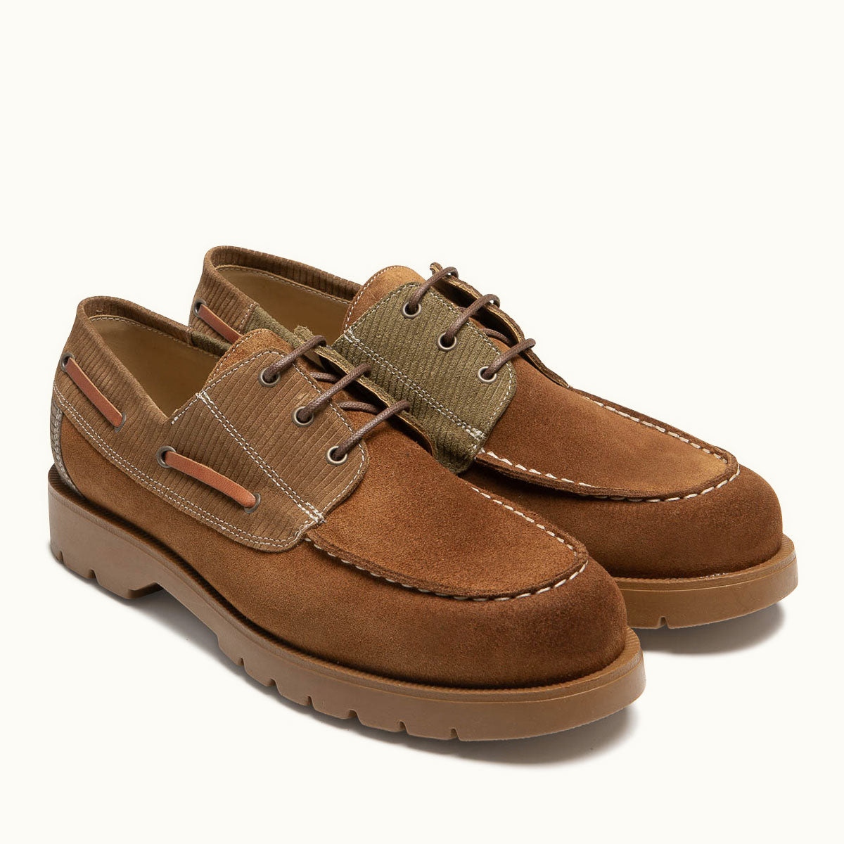 Derbies made in France en cuir de velours certifié | marron "donato cord cognac marron kaki"