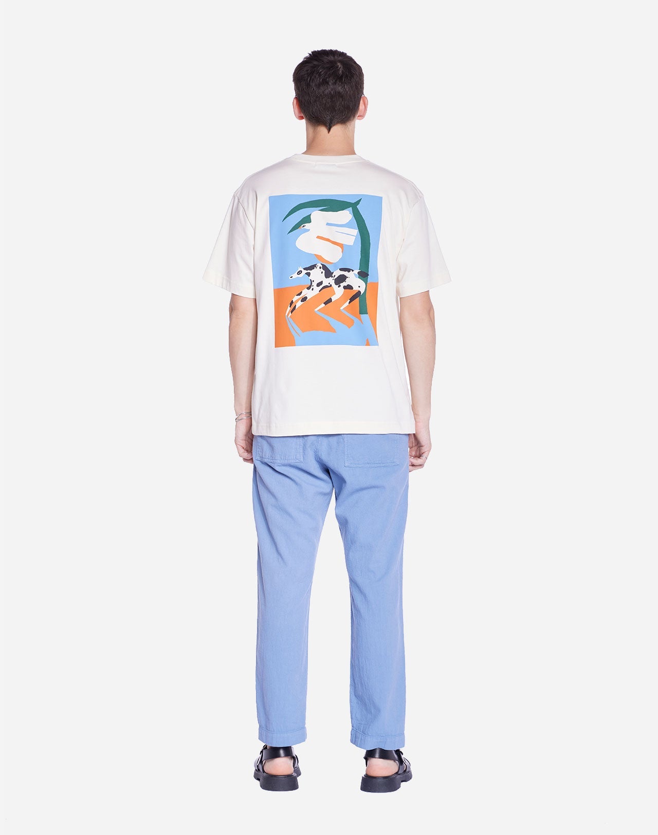 T-shirt brodé et sérigraphié en coton bio | écru "dove ivory"