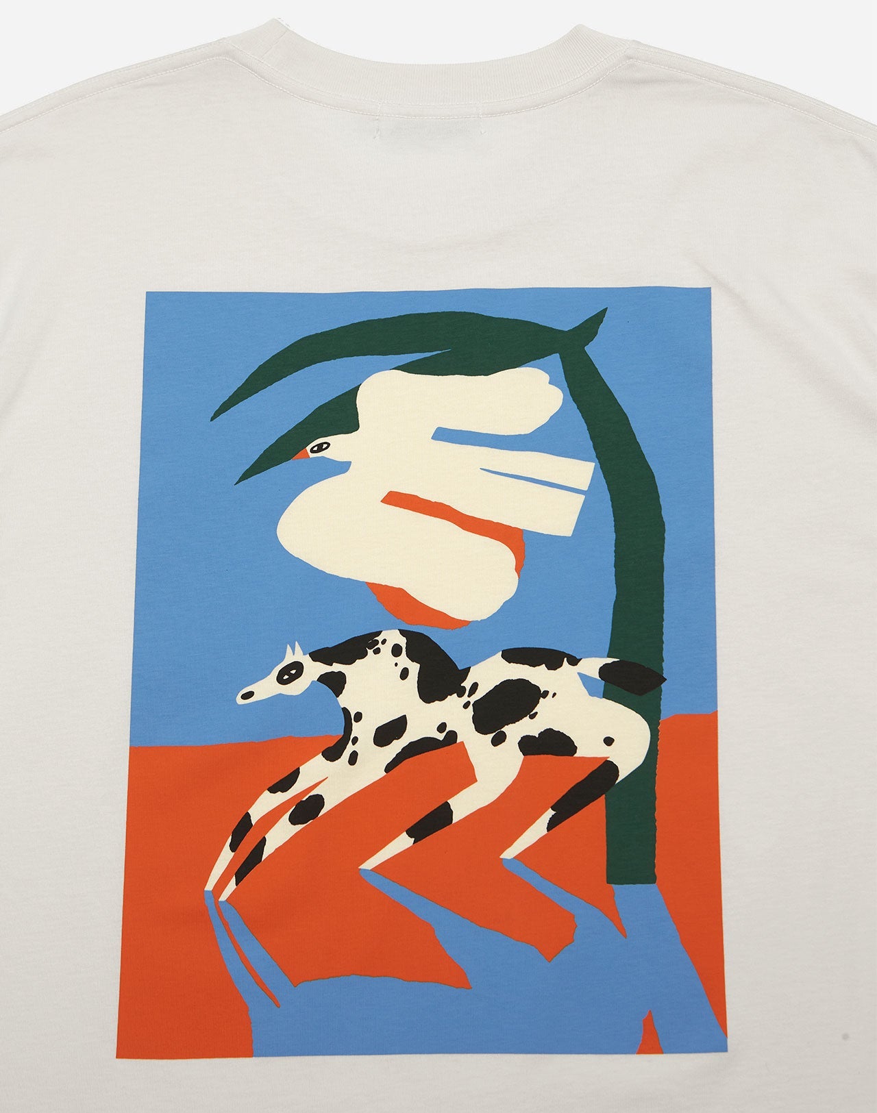 T-shirt brodé et sérigraphié en coton bio | écru "dove ivory"