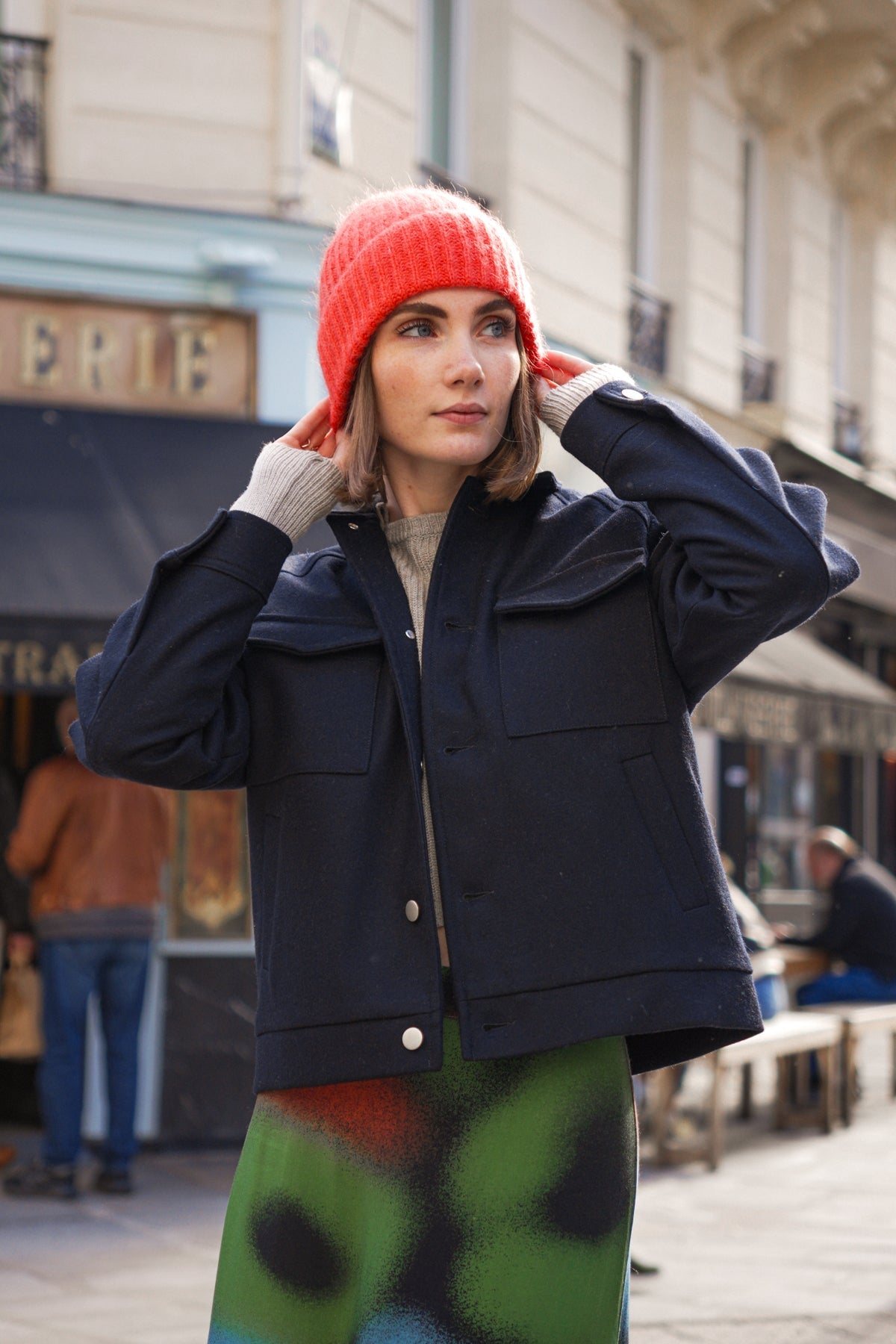 Veste en laine upcyclée | marine "palma - night blue"