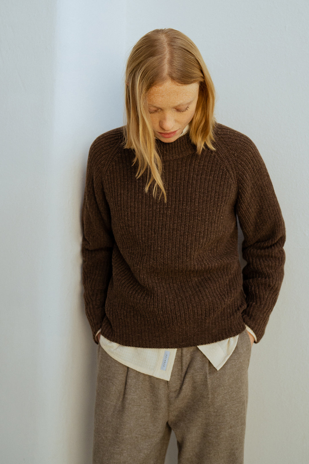 pull maille en laine recyclée | marron 'women's knit sweater rosewood"