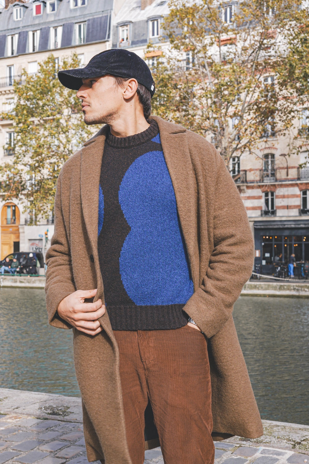 Manteau long en laine et coton bio | camel "wool formal overcoat walnut"
