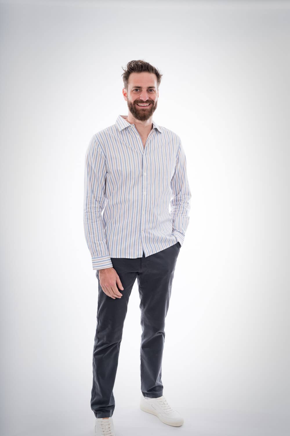Chemise droite rayée de coton bio - Elder
