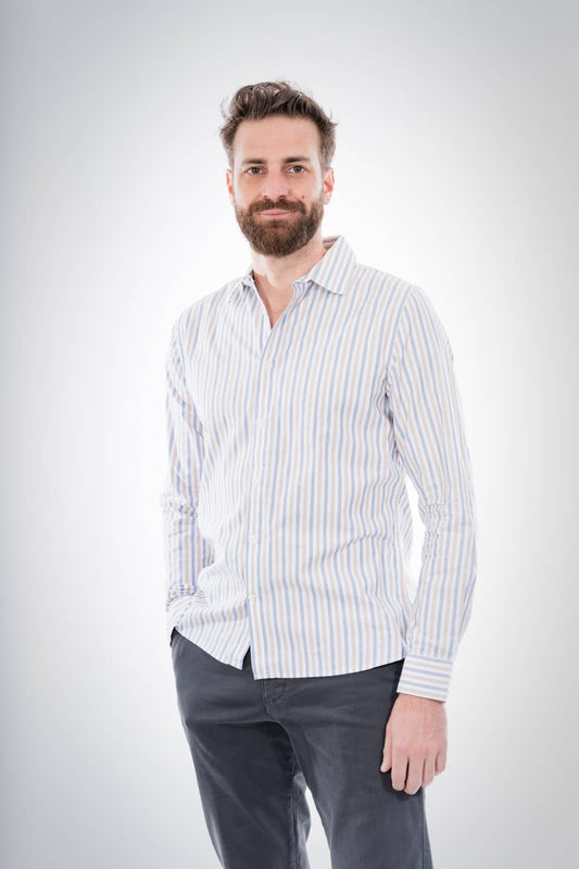 Chemise droite rayée de coton bio - Elder