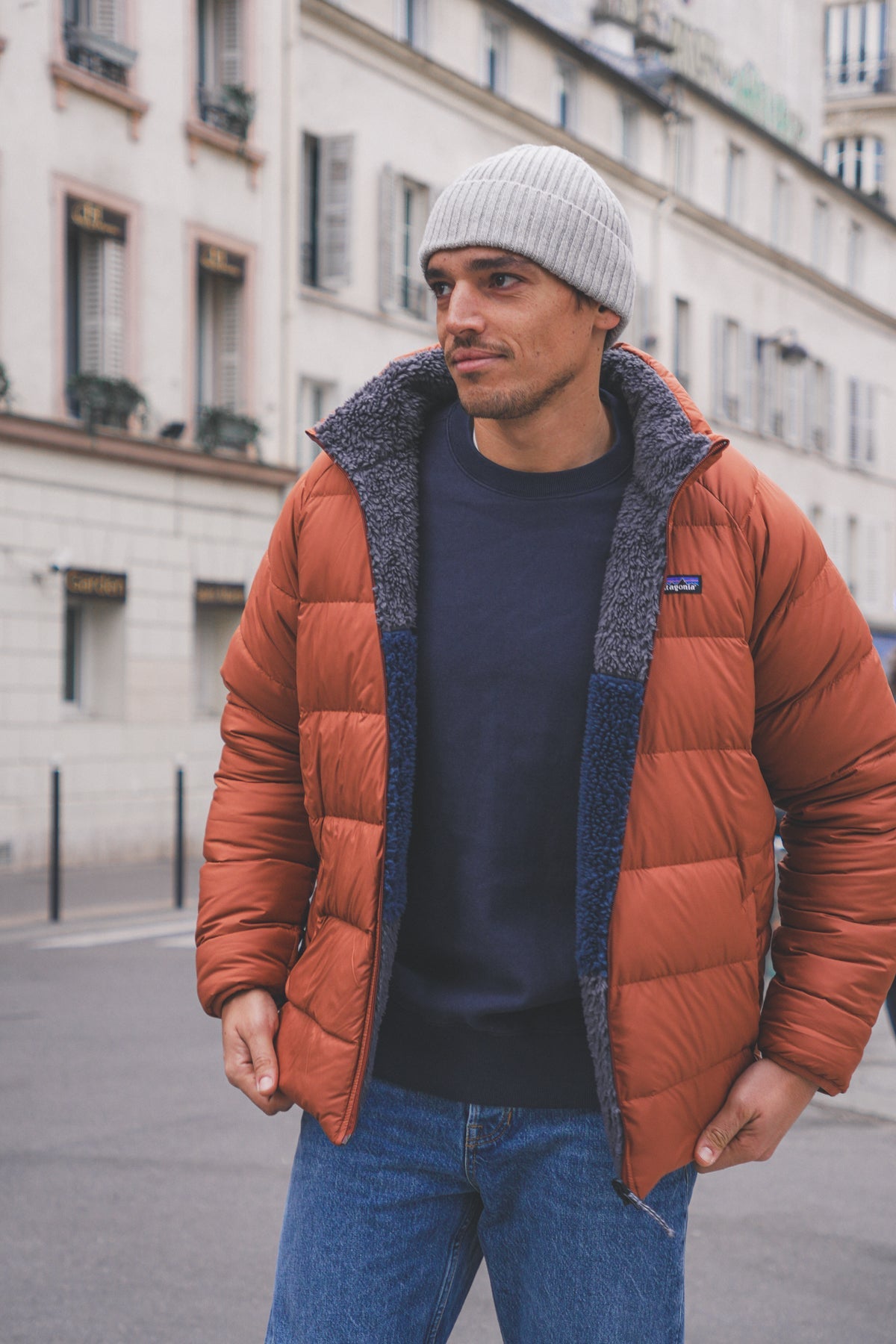 Doudoune réversible polaire en recyclé | multicolore  "reversible silent down jkt - sisu brown"