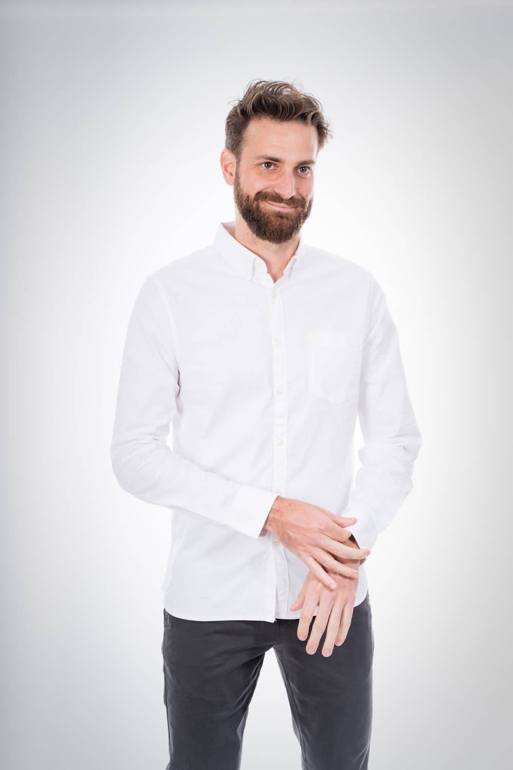 Chemise blanche en coton bio - Stretched Oxford Bright White