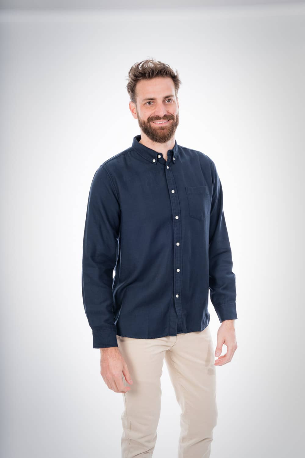 Chemise bleu nuit en tencel et coton bio - larch