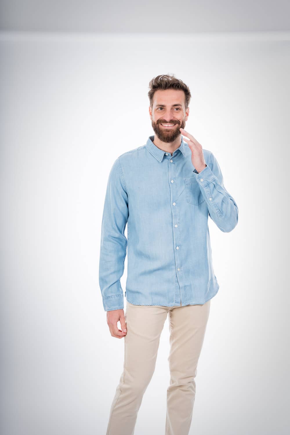 Chemise droite bleu effet jean en Tencel - Elder