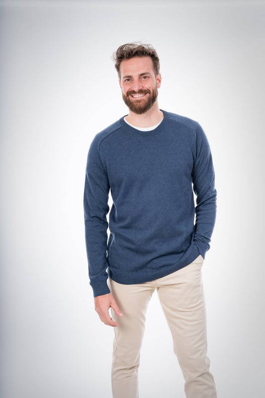 Pull bleu nuit en coton bio - field