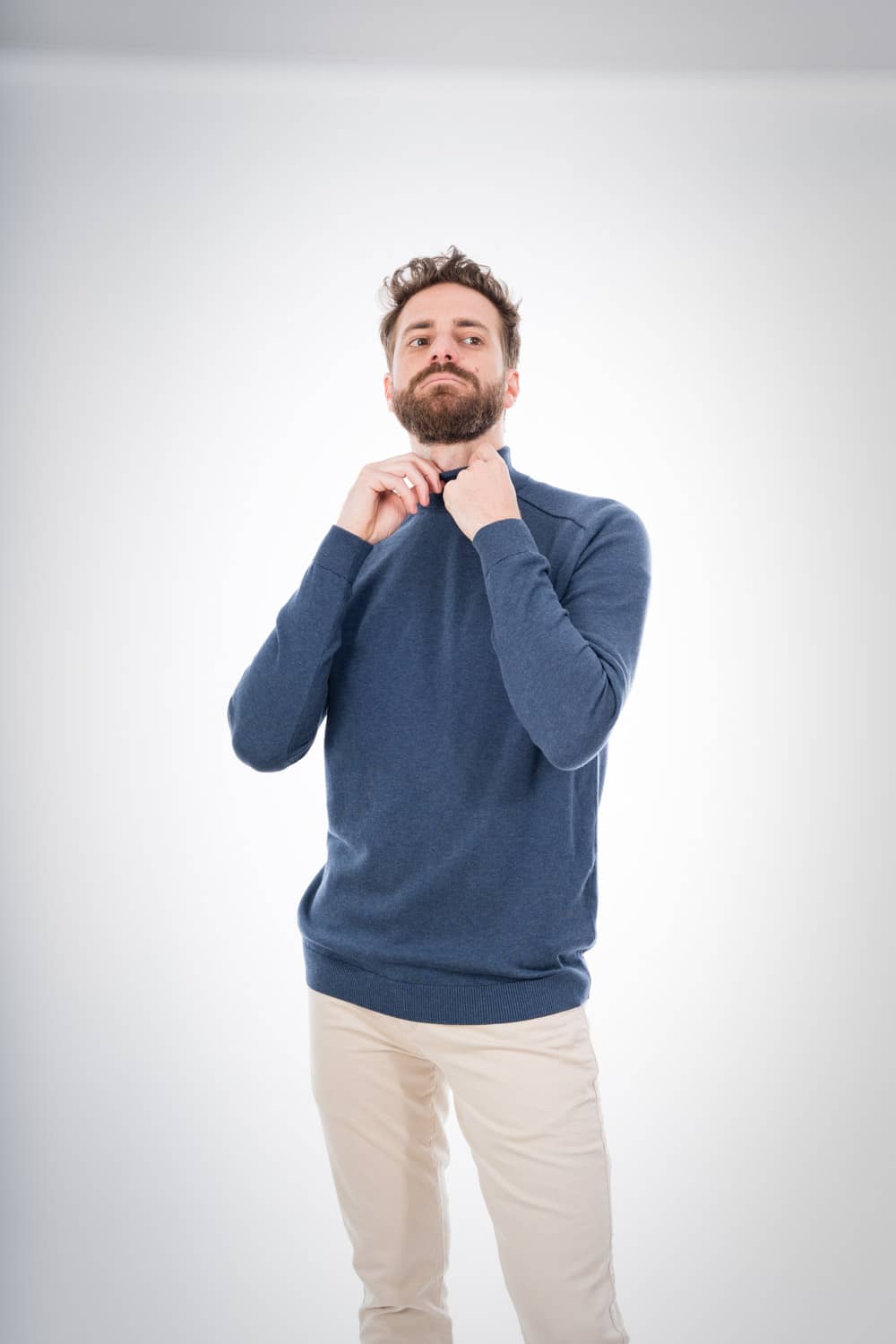 Pull col montant bleu nuit - field