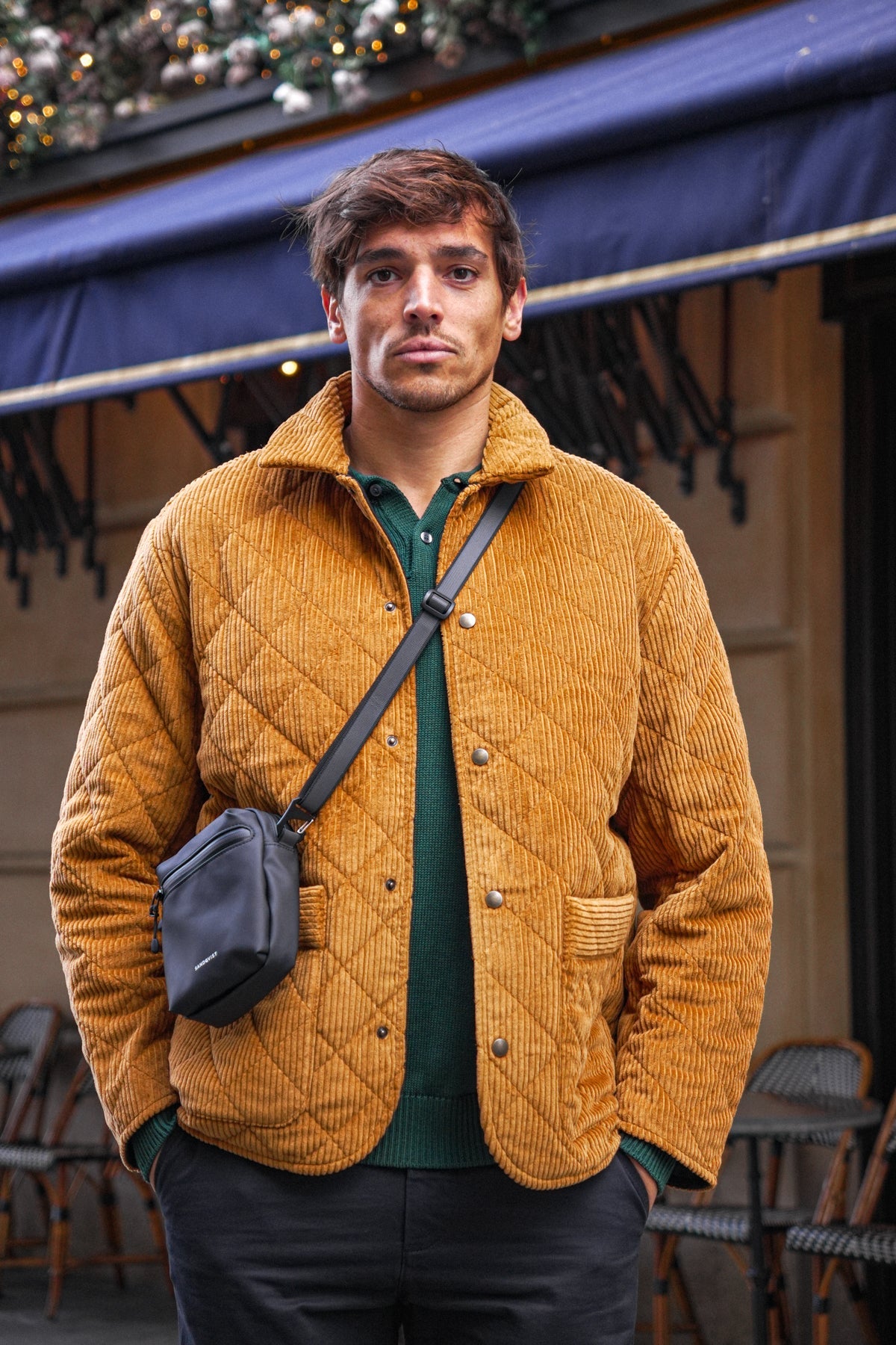 Manteau matelassé velours en coton bio | camel "quilt jacket toffee cord"