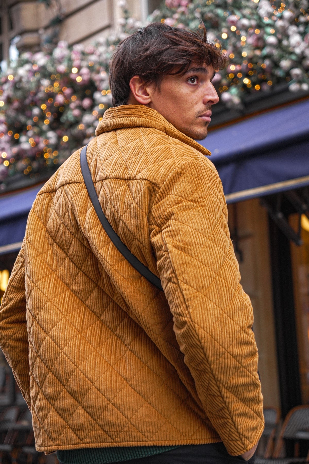 Manteau matelassé velours en coton bio | camel "quilt jacket toffee cord"