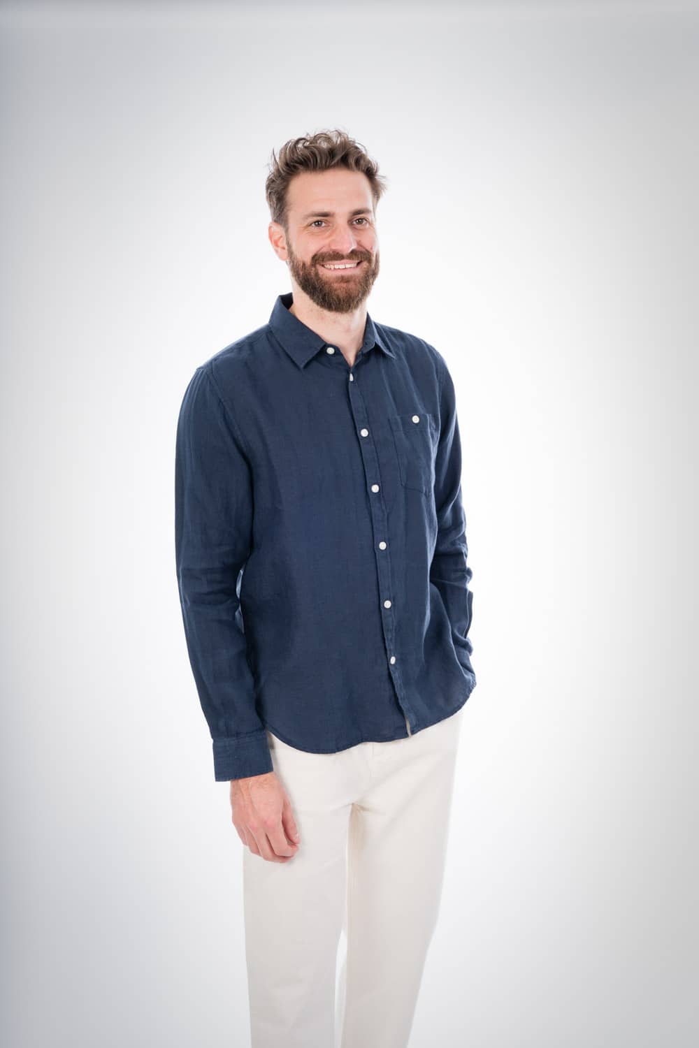 Chemise bleu nuit en lin - larch