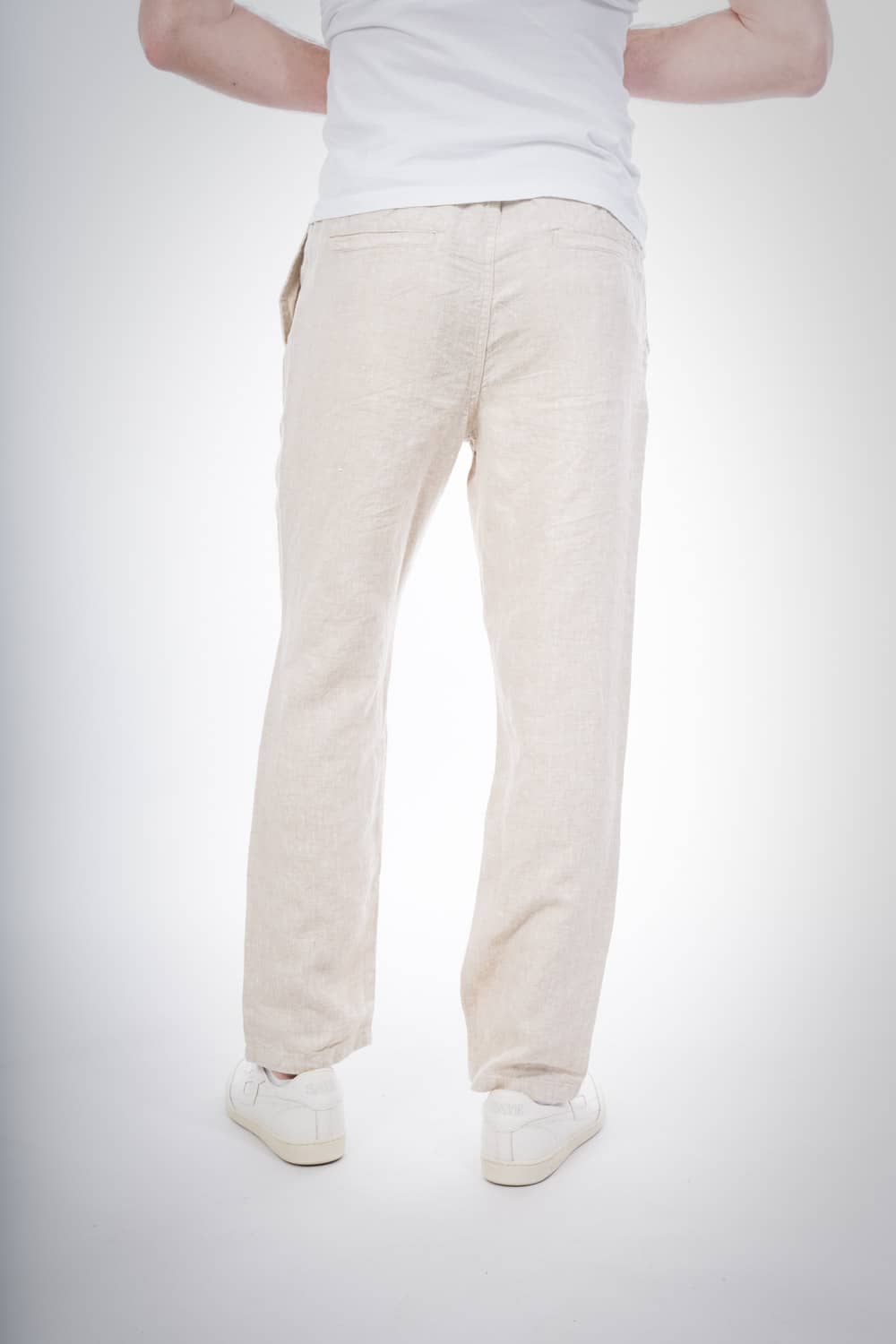 Pantalon ample beige en lin - birch