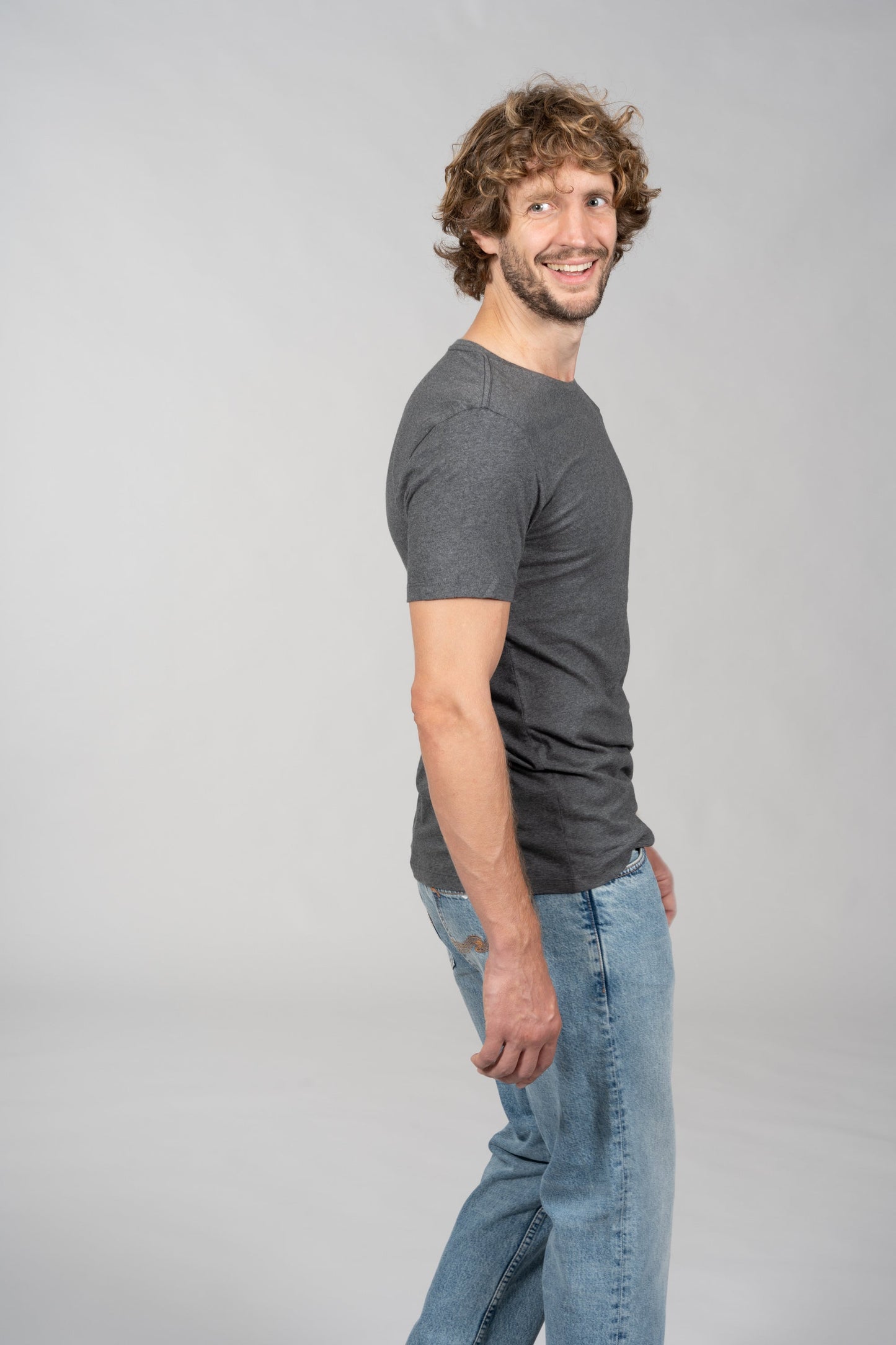 T-shirt gris en coton bio - dark grey melange
