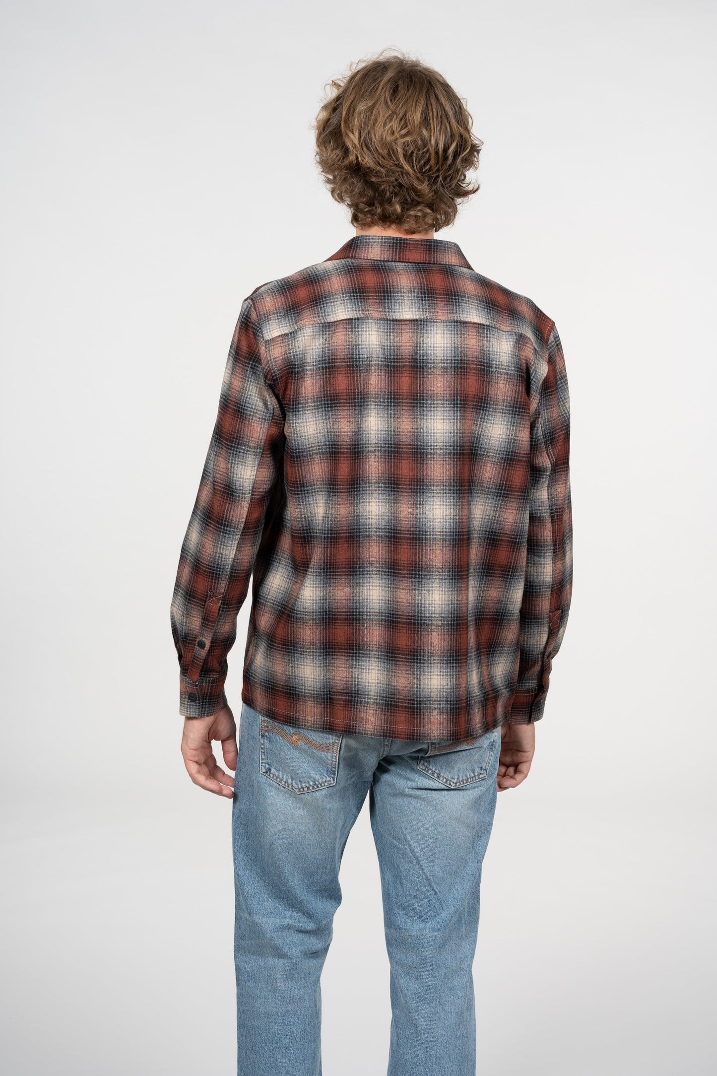 Chemise à carreaux en laine recyclée - Sten Shadow Check Wool poppy red