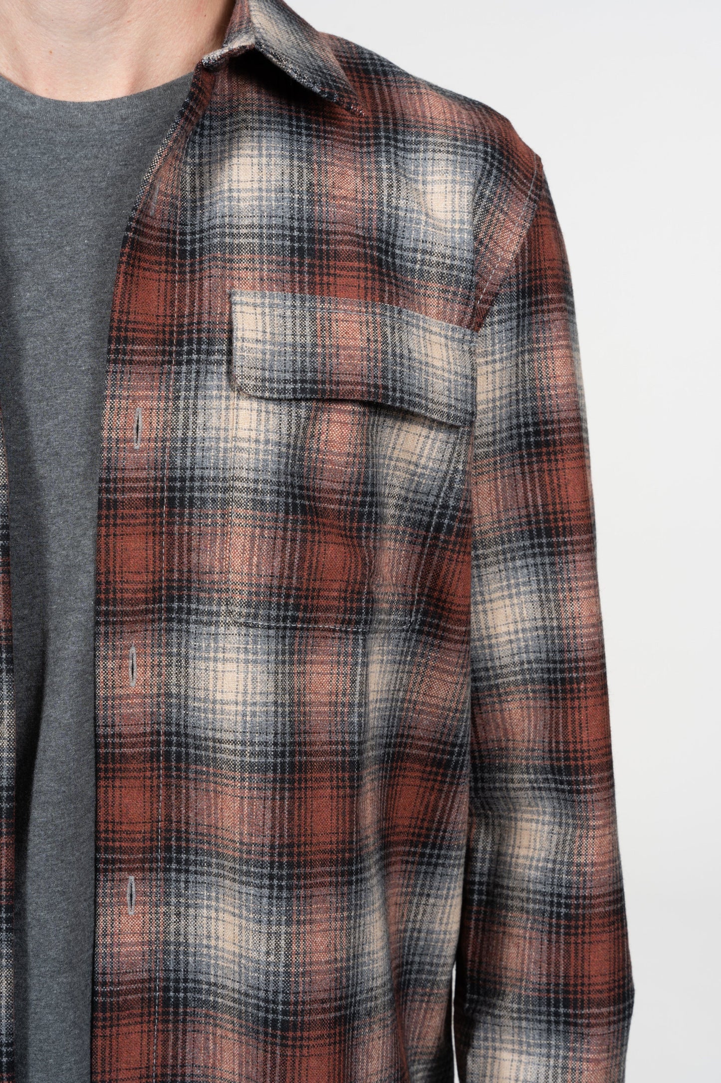 Chemise à carreaux en laine recyclée - Sten Shadow Check Wool poppy red