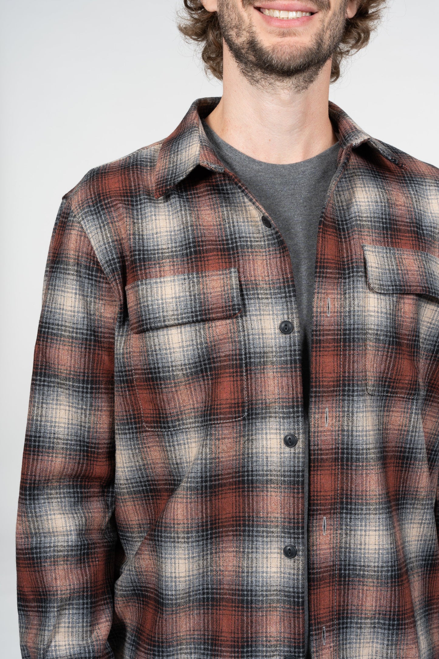 Chemise à carreaux en laine recyclée - Sten Shadow Check Wool poppy red
