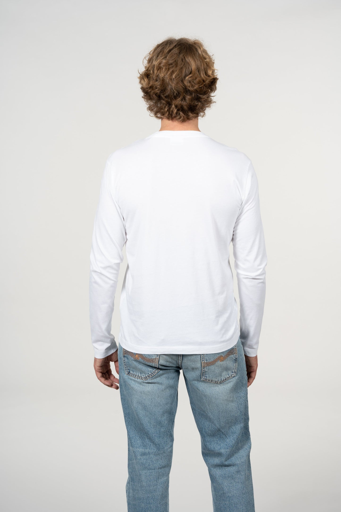 T-shirt à manches longues blanc avec logo en coton bio - LOCUST Bright White