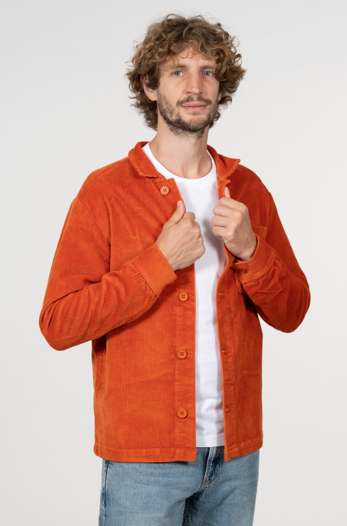 Veste orange en velours de coton bio - Pine Rust