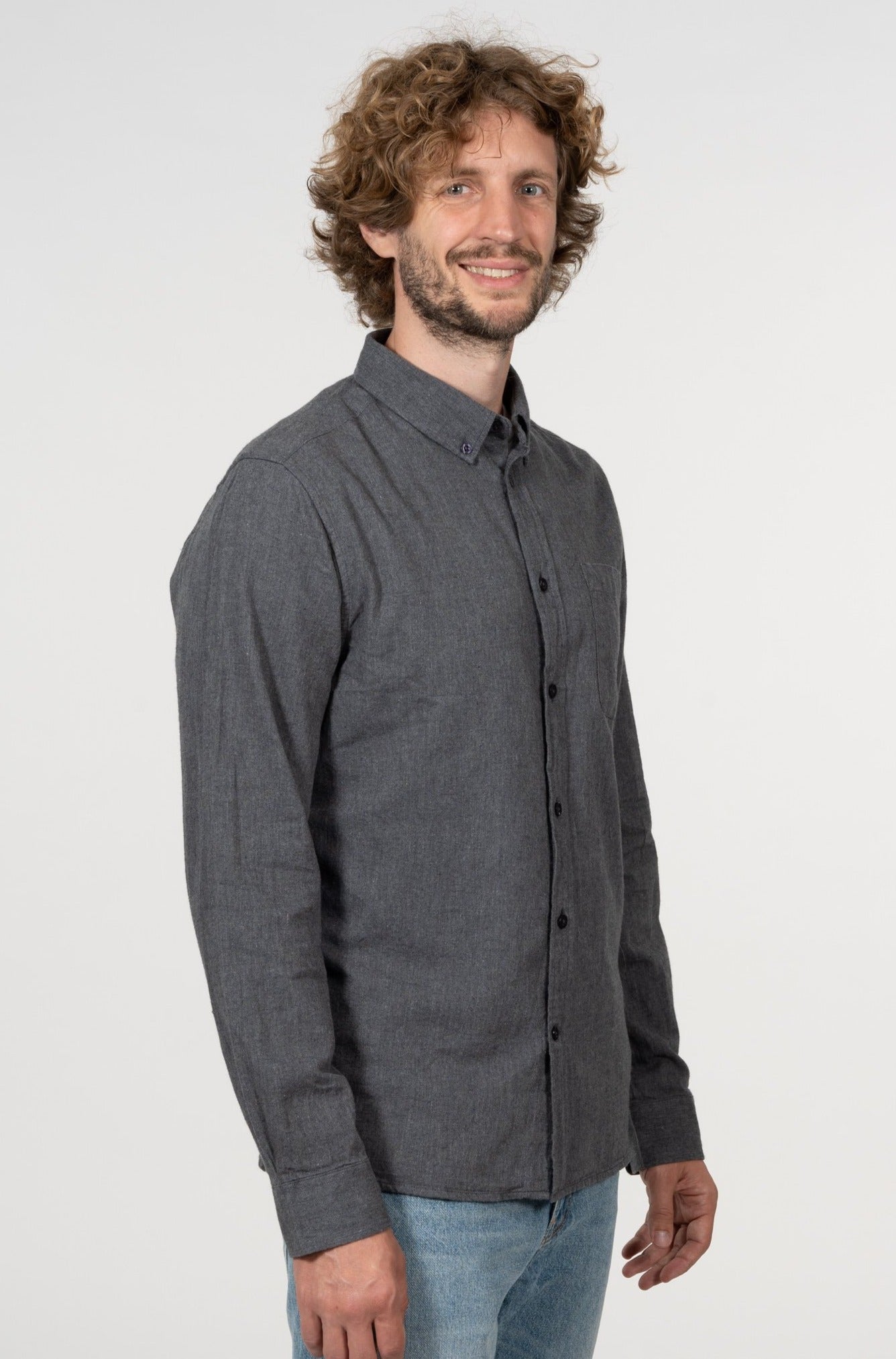 Chemise flanelle gris en coton bio - elder Dark Grey Melange