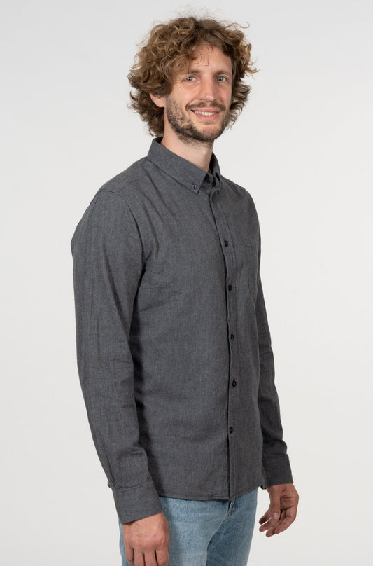 Chemise flanelle gris en coton bio - elder Dark Grey Melange